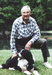 Calvin Jones and Pete, the border collie