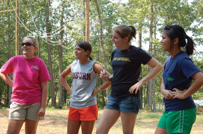 Students at ropes course